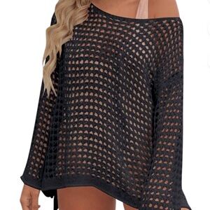 NWOT Long Sleeve Crochet Black Shirt